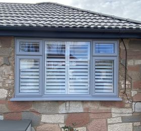 Our Urban shutters make a real impact to this lovely house in Burbage, Leicestershire.

Uk manufactured, 89mm Louvre: Click Here To View Larger Image